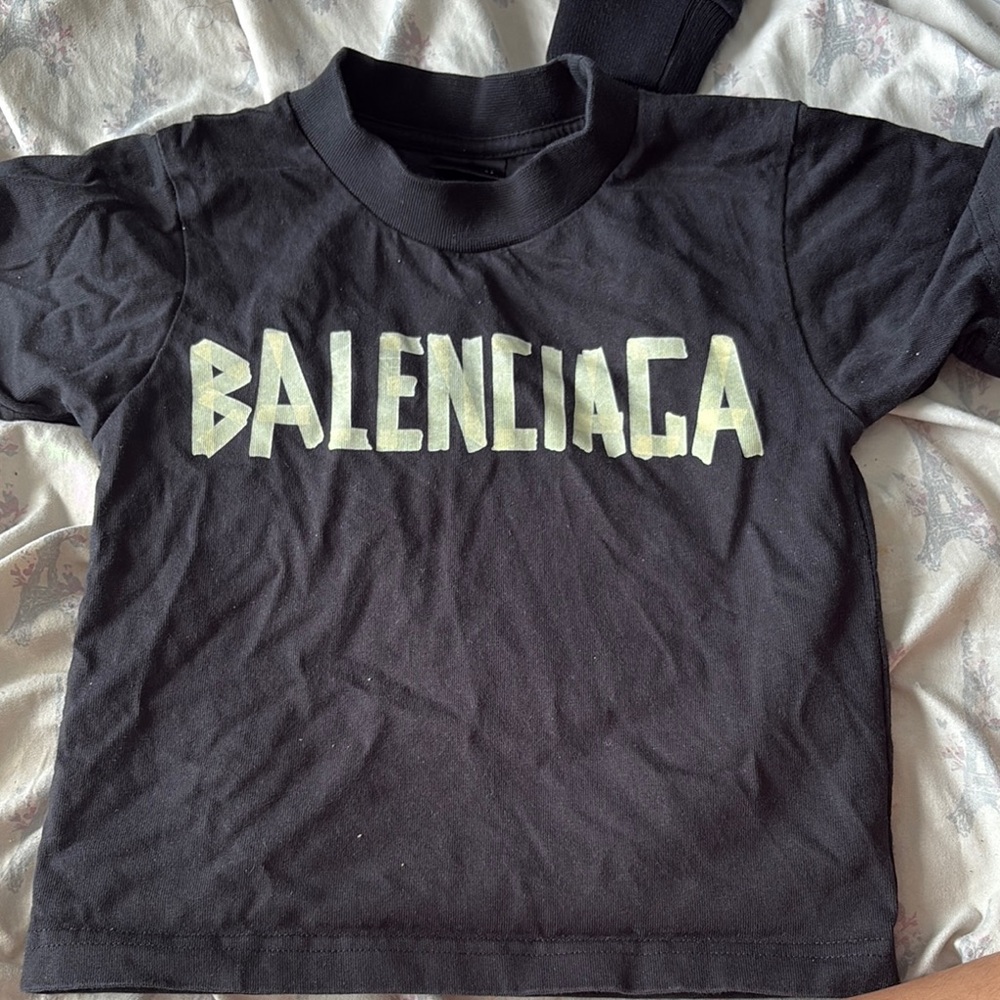 Balenciaga Black Short Sleeve Tee with Neon Logo